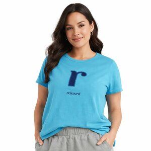 White Stag Graphic Tee Shirt Rhinestones Blue Women's Medium (8/10)